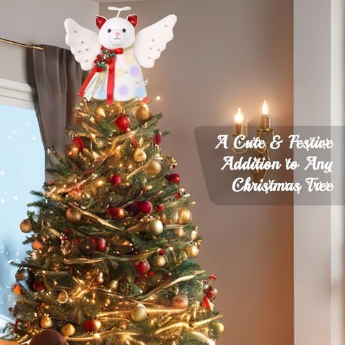 Beeveer Cat Christmas Tree Topper Angel Glitter Wings - Image 5