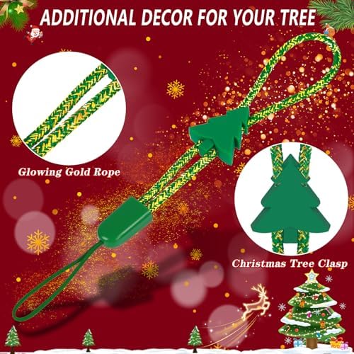 36 Pack Christmas Ornament Hooks, Adjustable No Slip Strings, Green-Gold - Image 2