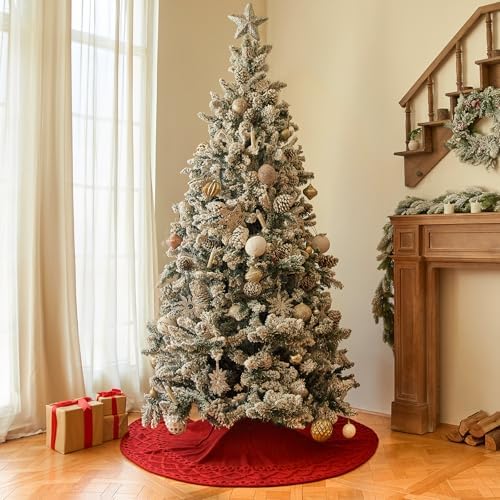 36 Inch Red Knitted Christmas Tree Skirt - Image 5