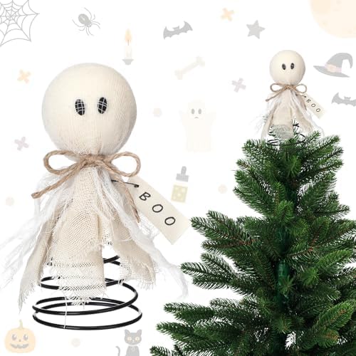 Suncalla Halloween Gauze Ghost Tree Topper, 5.5" Spooky Tree Ornament by Unknown