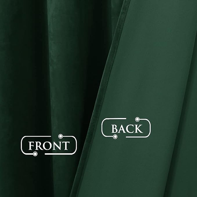 StangH Dark Green Curtains Vintage DecorThick Soft Velvet Blackout Curtains Drapes for Farmhouse Living Room Party Holiday Fete Accessories, W52 x L72, Dark Green, 2 Panels
