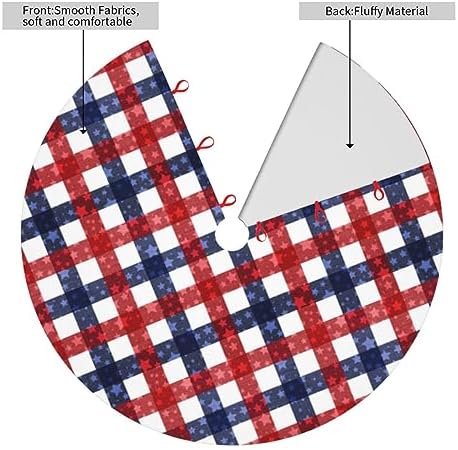 July 4th Patriotic American Flag Plaid Red Blue White 36 Inch Christmas Tree Skirt Carpet Mat Funny Party Decor Supplies for Xmas Halloween Decorations Occasion Ornament - Image 3