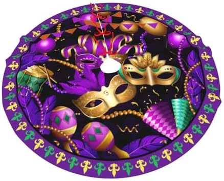 Mardi Gras Christmas Tree Skirt 48" for Xmas Halloween New Year Holiday Party Home Tree Mat Decor Ornaments Decoration - Image 7