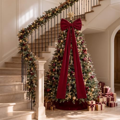 Knitgrip 2 Pack 20x71 in Christmas Large Velvet Bows, Deep Red - Image 5