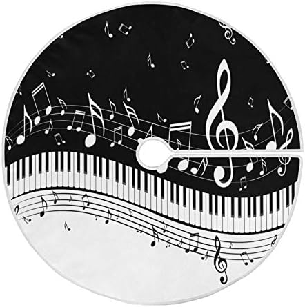 Blueangle 35.4Inch Piano Keys Musical Notes Christmas Tree Skirt Large Round Tree Skirt Polyester Christmas Tree Skirt Christmas Decorations by Blueangle
