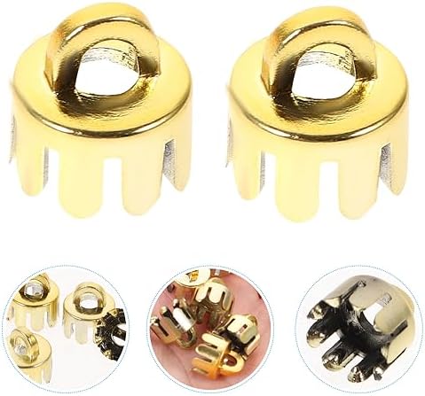 Tofficu Round Christmas Ornament Caps Replacement 12pcs 1.2cm Plastic Christmas Hangers Caps for Christmas Tree Ceramic Glass Porcelain Christmas DIY Decoration Golden - Image 7