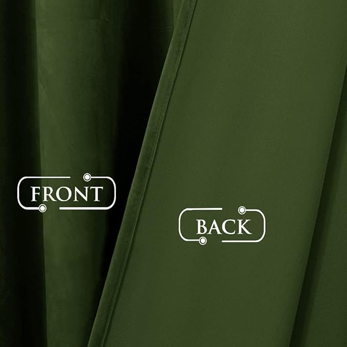 StangH 96 inches Long Moss Green Plush Velvet Curtains Set of 2, Solid Green Room Darkening Window Treatment Christmas Holiday Decor Backdrops for Sliding Door/Hotel, W62 x L96