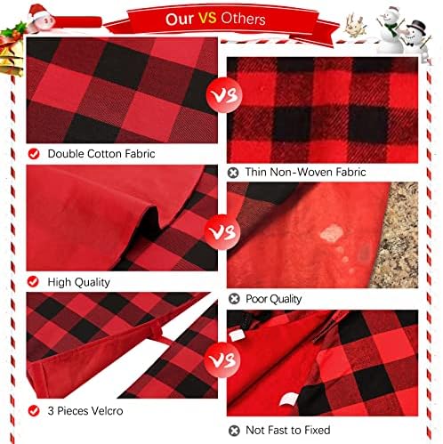 36 Inch Black Red Buffalo Plaid Christmas Tree Skirt - Image 6
