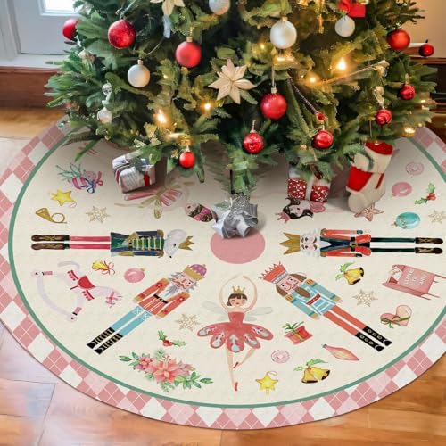 Nutcracker Tree Skirt 36in, Pink Nutcracker Christmas Decor, Nutcracker Tree Ornament Ballet for Christmas Tree, Nutcracker Christmas Decorations for New Year Holiday Party by WelcometoROVOZAR