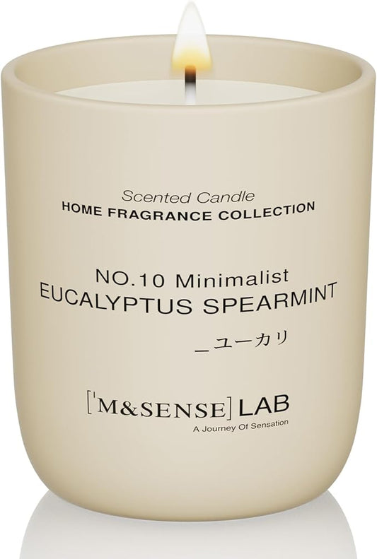 M&SENSE Natural Soy Candle| Eucalyptus Mint | 5.3 oz | Mini Spring Scented Candles for Relaxation, Valentines Day Gift, Home Décor | for Bedroom, Office, Party Small