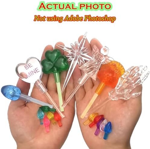 110Pcs in 10 Colors Ceramic Christmas Tree Replacement Lights - Plastic Bulbs Pegs, Included Angel Topper/Heart Top/Cross Stars/Egg/Turkey/Skeleton Hand/Clover. - Image 5