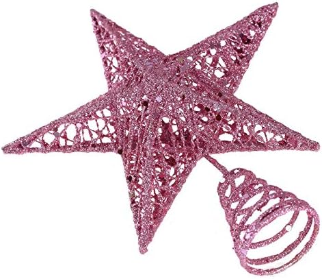 BinaryABC Christmas Tree Topper Star,Glittering Christmas Tree Decoration Ornaments,20cm (Pink) - Image 6