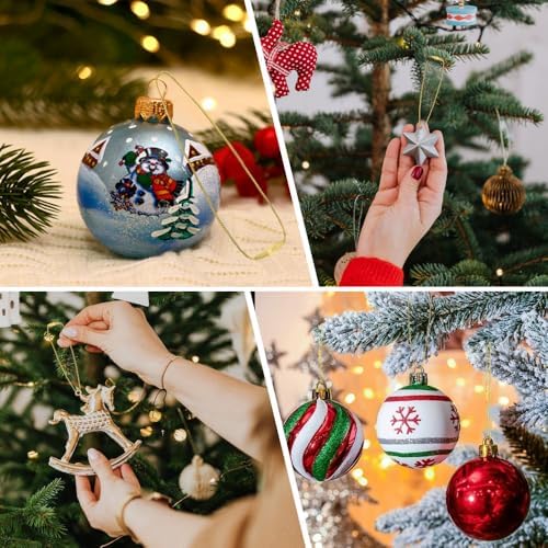 200 Pcs PreCut Christmas Ornament Hangers String, Ornament String Black for Xmas Holiday Party Hanging Decorations with Snap Fastener - Image 7
