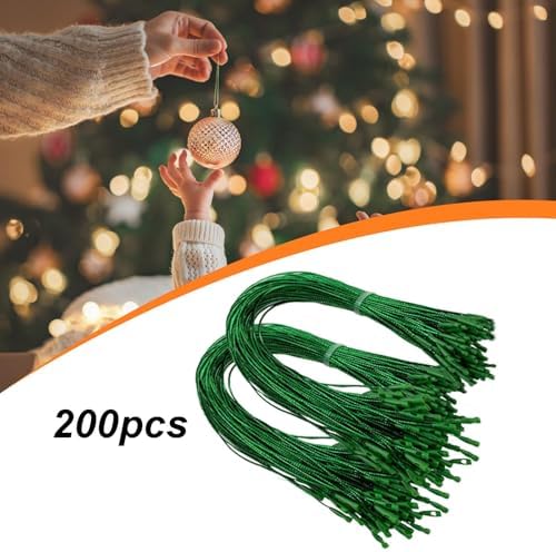 Vaveren 200 Pieces Christmas Hooks Hanger String Precut Ropes Snap Fastener Secure Ornament Attachment Polyester Suitable for Tree Decoration Holiday, Green - Image 5
