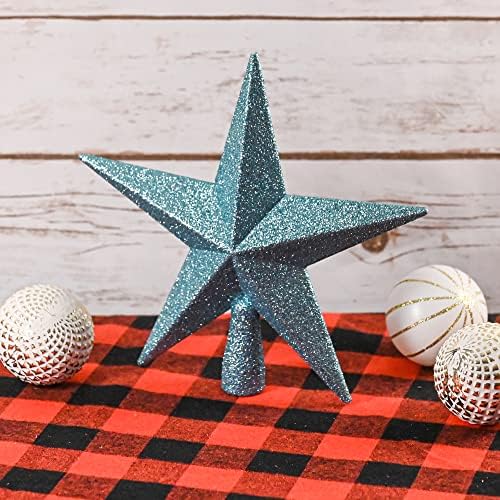 Glitter Star Christmas Tree Topper - 8" Tiffany Blue Xmas Decor Ornament - Image 3