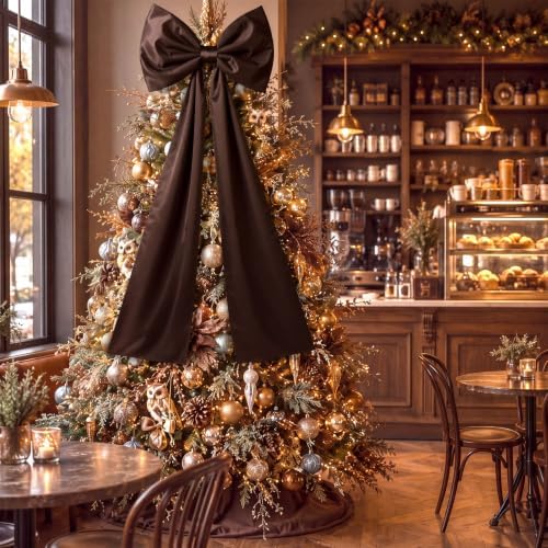 Daifunli 20 x 47 in Giant Satin Bow Christmas Tree Topper,Coffee - Image 5
