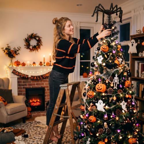 Suncalla 13.8 Inch Halloween Spider Tree Topper, Spooky Tree Topper - Image 4