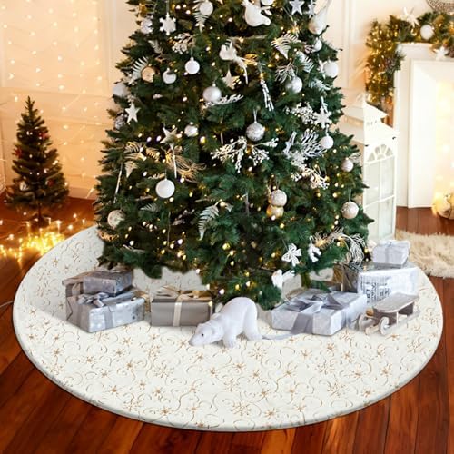 Libima Faux Fur Christmas Tree Skirt, White, 60 Inch by Libima