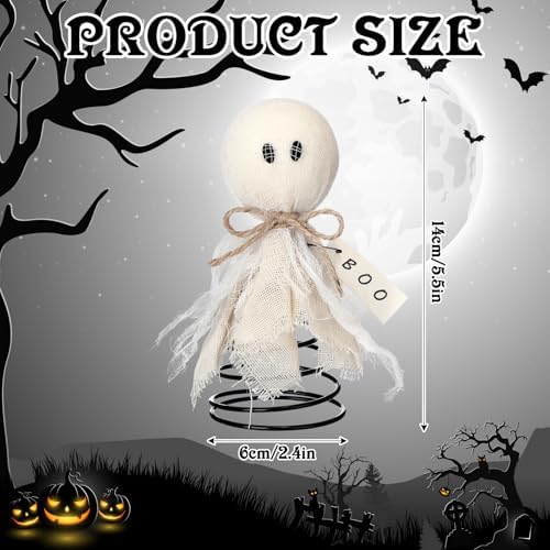 Suncalla Halloween Gauze Ghost Tree Topper, 5.5" Spooky Tree Ornament - Image 2