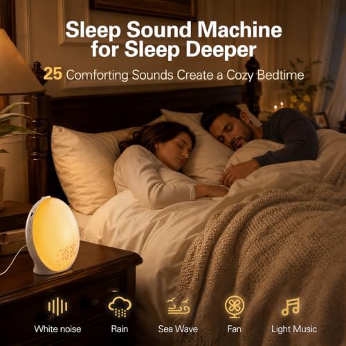 JALL Full-Screen Wake Up Light Sunrise Alarm Clocks for Bedrooms, White Noise Machine for Heavy Sleepers, 25 Natural Sounds, Dual Alarms, FM Radio, 17 Dimmable Colors, Bluetooth Speaker - Image 5