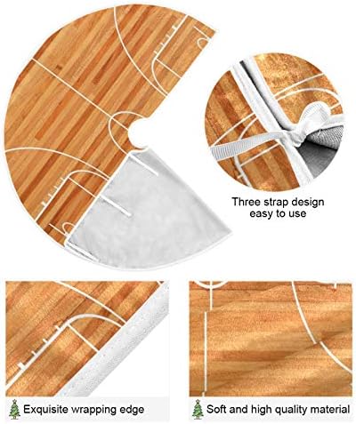 Blueangle 35.4Inch Basketball Court Christmas Tree Skirt Large Round Tree Skirt Polyester Christmas Tree Skirt Christmas Decorations - Image 2