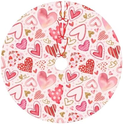 Valentines Love Hearts Christmas Tree Skirt 36" for Xmas Halloween New Year Holiday Party Home Tree Mat Decor Ornaments Decoration - Image 6