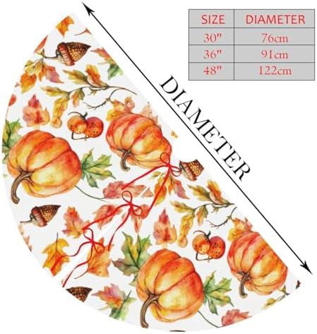 Christmas Tree Skirt, Fall Pumpkins Nuts Thanksgiving Xmas Large Tree Mat, New Year Festive Holiday Party Decorations 30" inches - Image 2