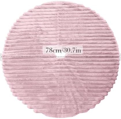 Christmas Tree Skirt Pink Plush 30 inch Faux Fur Xmas Tree Skirt Soft Plush Stripe Textured Pattern for Holiday Party Christmas Tree Decorations - Image 6