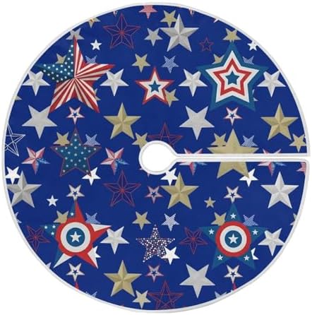 American Stars USA Flag 48 Inch Christmas Tree Skirt, Soft Xmas Tree Mat for Party Decoration Holiday Decor Christmas Decorations Indoor Outdoor by SUABO