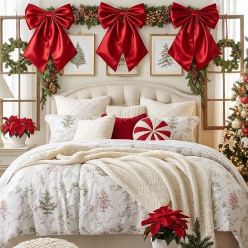 Big Red Bows for Christmas Tree Topper, 23x11 in Ruby Red Satin Bow Christmas Tree Decorstions for Hoom Wall Backdrop Room as Crib Skirt for Holiday Bow Decor Xmas Valentine's Day (Heavyweight Satin) - Image 6