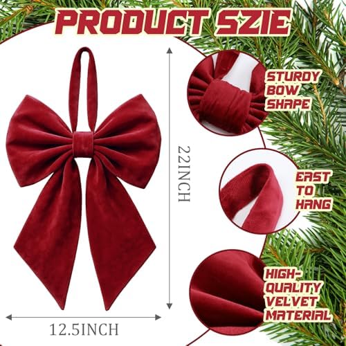 Janinka Bergendy Christmas Tree Topper Bow 22" Big,Velvet - Image 3