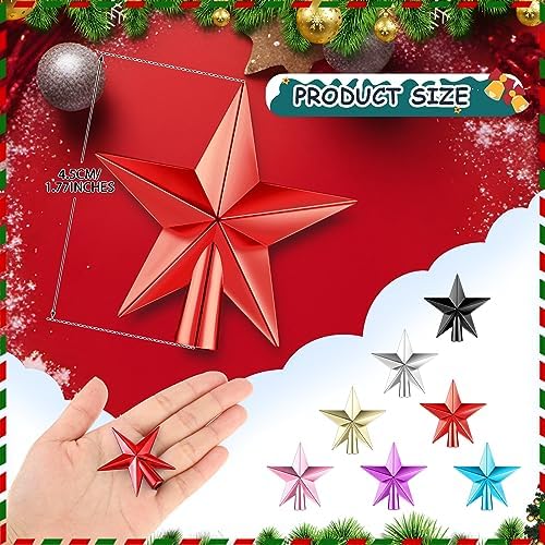 Hanaive Christmas Tree Topper Mini Star Small,Red,1.77 Inch,Plated - Image 2