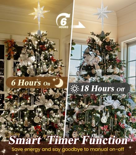 Luxspire Christmas Tree Topper, Lighted Star Tree Topper with USB Plug-in & Remote Control, 10" LED Christmas Decorations Light, Xmas Trees Vintage Ornament for Home, Bethlehem Star-Silver - Image 3