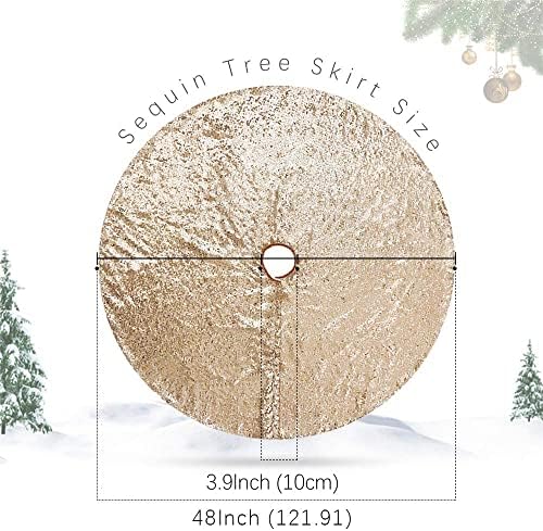 B-COOL Christmas Tree Skirt Champagne Gold Sequence Xmas Tree Skirts - Image 5