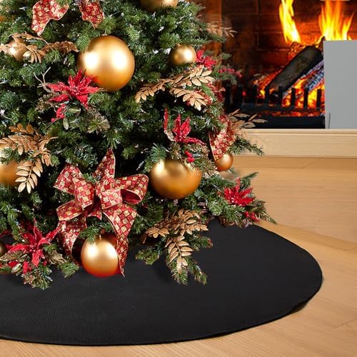 Black Christmas Tree Skirt 36 inches Small Tree Skirt for Christmas Decor by SevenFish