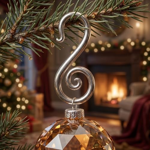 50pcs Silver Hooks for Christmas Tree Decoration Multifunctional Wrought Iron Hangers for Ornaments and Wreaths Easy to Install Heavy-Duty Design - Image 4