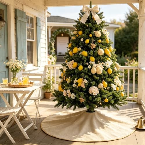yuboo 48 Inch Burlap Christmas Large Tree Skirt - Image 3