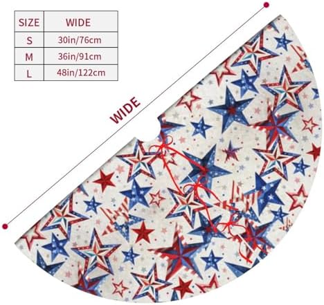American Patriotic Tree Skirt with 3 Red Ties for Memorial Day 4th of July Halloween Decorations Ornaments Decorations Holiday Party Indoor 48" - Image 5