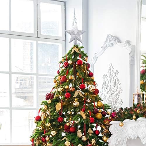 8 Inches Christmas Tree Top Crown Glitter Star Decoration (Silvery) - Image 5