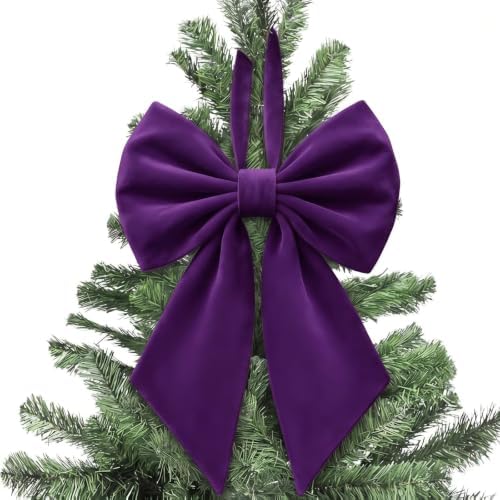 Janinka Purple Christmas Tree Topper Bow 22" Big,Velvet by Janinka