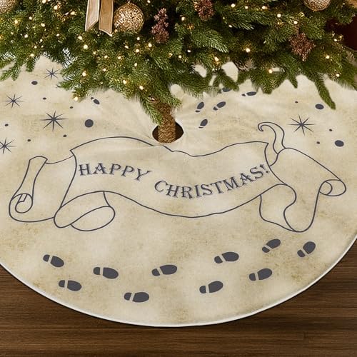 48'' Vintage Christmas Tree Skirt, Magic Theme Party Xmas Decor by Motionchic
