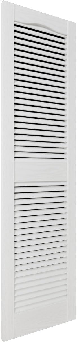 Ekena Millwork Lifetime Vinyl LL1S14X06700WH Standard Cathedral Top Center Mullion, Open Louver Vinyl Shutters, w/Installation Shutter-Lok's & Matching Screws (Per Pair), 14 1/2"W x 67"H, White
