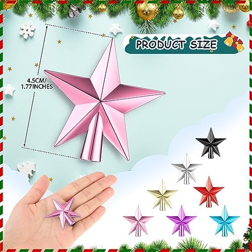 Hanaive Christmas Tree Topper Mini Star Small,Pink,1.77 Inch,Plated - Image 2