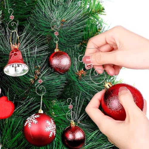 INCREWAY 30 Pcs Ornament Hooks with a Red Beads Christmas Decorations Metal Hooks Wire Spiral Shaped for Christmas Tree Ornament Hanger - Image 5
