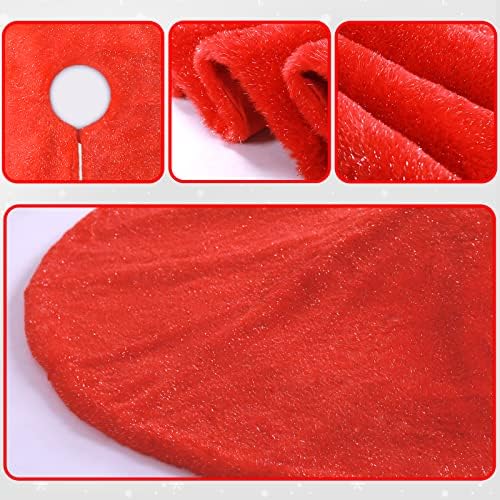 Christmas Tree Skirt 36 inch Red Faux Fur Soft Fluffy Ornaments Xmas Tree Skirts for Xmas Tree Ornaments and Party Holiday Decorations - Image 3