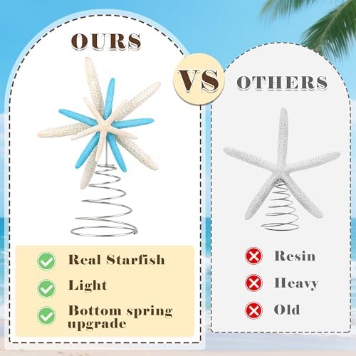 Blue Natural Starfish Tree Topper – Nautical Coastal Blue for Beach Xmas - Image 5