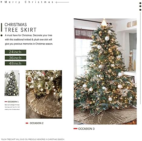 B-COOL Christmas Tree Skirt Champagne Gold Sequence Xmas Tree Skirts - Image 6
