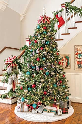 Large Tree Skirt 48 inch White Christmas Tree Skirts Faux Fur Christmas Skirt Tree - Image 4
