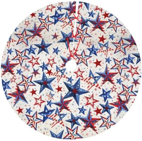 American Patriotic Tree Skirt with 3 Red Ties for Memorial Day 4th of July Halloween Decorations Ornaments Decorations Holiday Party Indoor 48" by Unknown