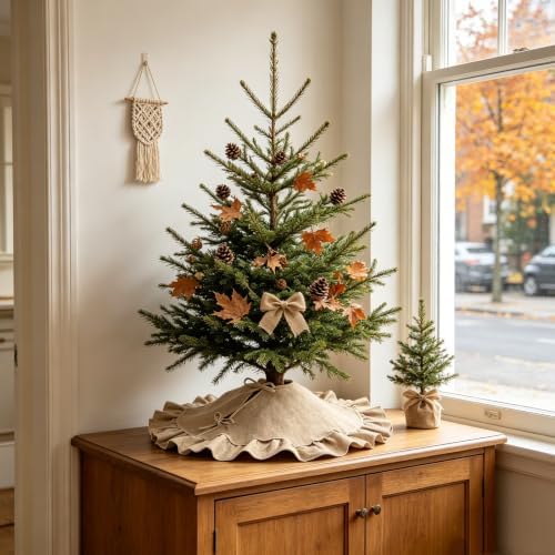 yuboo 24 Inch Burlap Tree Skirt for 2-3 Ft Tabletop Trees by yuboohomedecorations